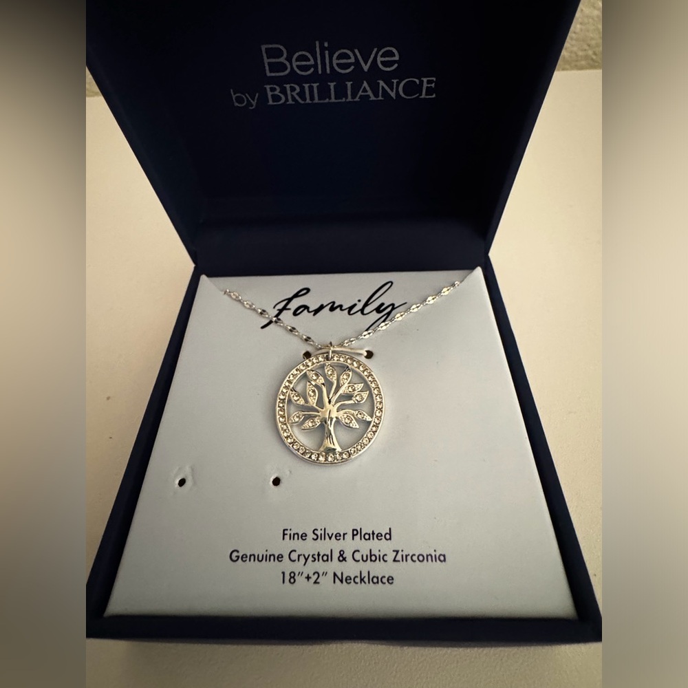 Believe by Brilliance Silver Tree of Life Pendant Necklace